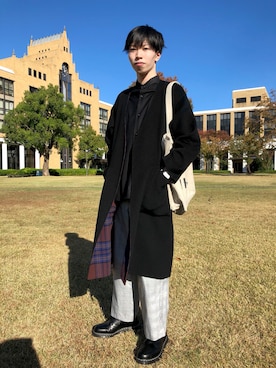 「MHL.（エムエイチエル）のアイテム」を使った、たろうさん（メンズ・175cm）の春コーディネート