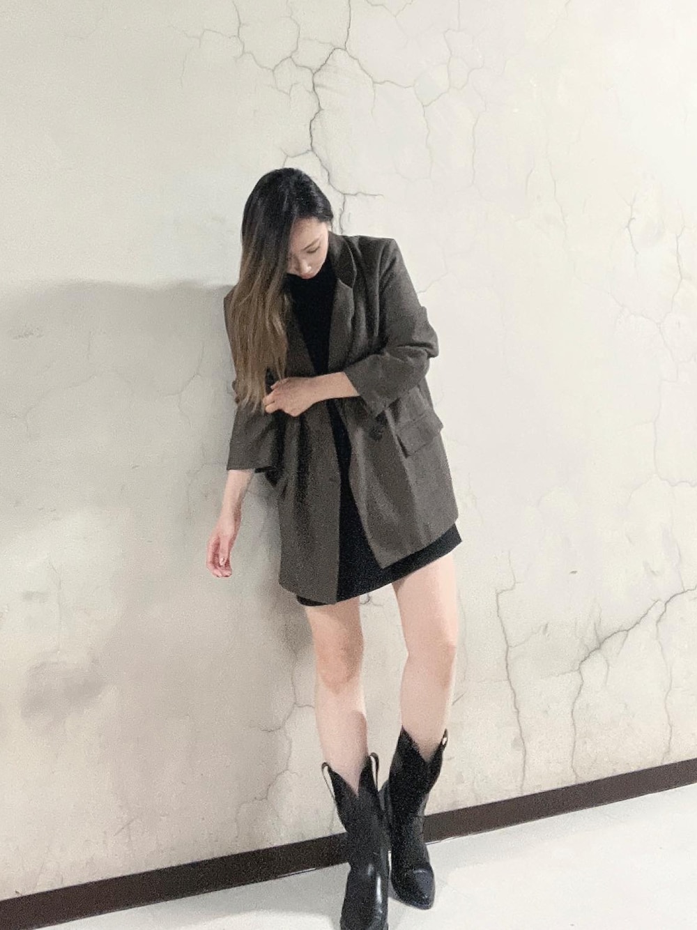 ACYM（アシーム）の「Herringbone check ジャケット（ノーカラー