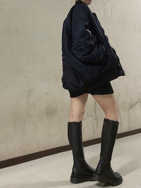「チェルシーブーツ」｜「アイテム（MA-1）」を使った、zaomomさん（レディース・153cm）の秋コーディネート