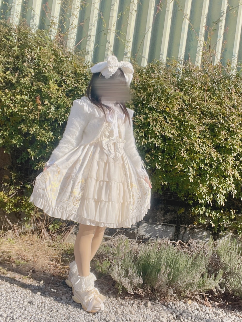 「ロリィタ、うさぎ、白、ガーリー」｜「Metamorphoseのアイテム（ヘアアクセサリー、ホワイト系）」を使った、おおたにちゃんさん（レディース・156cm）の冬コーディネートの1枚目の写真