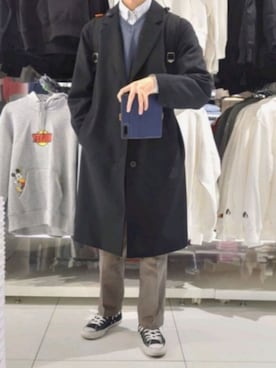 「ベージュパンツ」｜「アイテム（その他アウター）」を使った、胡瓜さん（メンズ・172cm）の冬コーディネート
