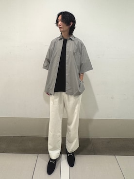 「EKAL（エカル）のアイテム」を使った、大源さん（メンズ・183cm）の夏コーディネート