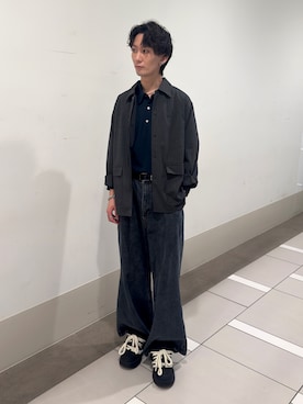 「URBAN RESEARCH DOORS（アーバンリサーチドアーズ）のウールライクシャツジャケット（テーラードジャケット、グレー系）」を使った、大源さん（メンズ・183cm）の春コーディネート