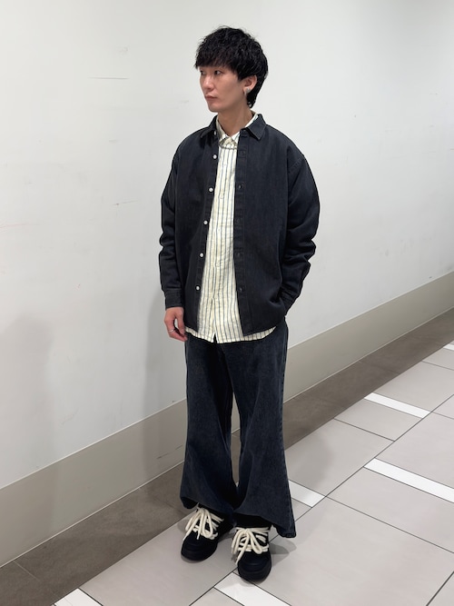 【ブラック】FORK&amp;SPOON ペーパーデニムシャツ FORK&SPOON（フォークアンドスプーン） シャツ ペーパーデニムシャツ