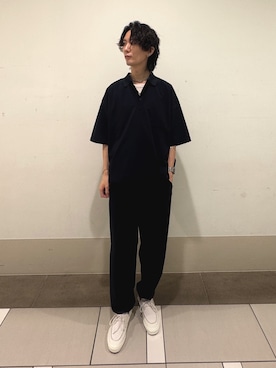「EKAL（エカル）の『吸水速乾/通気性/軽量』DOT AIR PULLOVER SHIRTS（シャツ/ブラウス、ブルー系）」を使った、大源さん（メンズ・183cm）の夏コーディネート