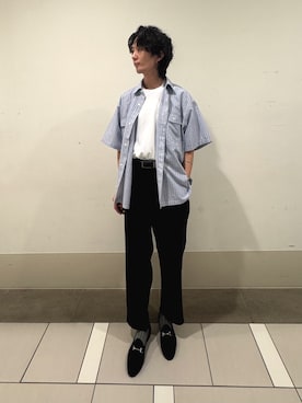 「URBAN RESEARCH DOORS（アーバンリサーチドアーズ）のDANTON　POCKET T-SHIRTS（Tシャツ/カットソー、ホワイト系）」を使った、大源さん（メンズ・183cm）の春コーディネート