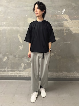 「EKAL（エカル）の『吸水速乾/通気性/軽量』DOT AIR PULLOVER SHIRTS（シャツ/ブラウス、ブルー系）」を使った、大源さん（メンズ・183cm）の夏コーディネート
