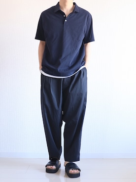 「URBAN RESEARCH ROSSO MEN（アーバンリサーチロッソメン）の『XLサイズあり』『抗菌/防臭』ハイパフォーマンスコットン天竺ポロシャツ（ポロシャツ）」を使った、えーと ☘🐝さん（メンズ・170cm）の夏コーディネート