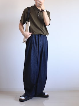 「URBAN RESEARCH ROSSO MEN（アーバンリサーチロッソメン）の『XLサイズあり』『抗菌/防臭』ハイパフォーマンスコットン天竺ポロシャツ（ポロシャツ）」を使った、えーと ☘🐝さん（メンズ・170cm）の夏コーディネート