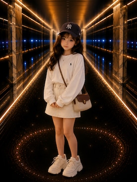 「NEW ERA（ニューエラ）のニューエラ キャップ 9TWENTYローキャップ MLB（キャップ、ブルー系）」を使った、Airiさん（レディース・154cm）の春コーディネート