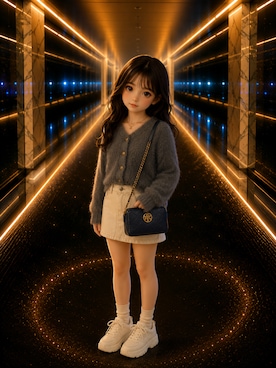 「Lace Ladies（レースレディース）の厚底ダッドスニーカー（スニーカー、ホワイト系）」を使った、Airiさん（レディース・154cm）の春コーディネート