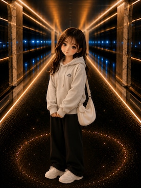 「Lace Ladies（レースレディース）の厚底ダッドスニーカー（スニーカー、ホワイト系）」を使った、Airiさん（レディース・154cm）の春コーディネート