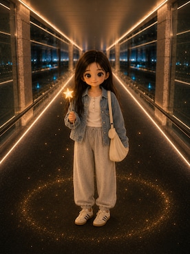 「sheinのアイテム（Tシャツ/カットソー、ホワイト系）」を使った、Airiさん（レディース・154cm）の春コーディネート