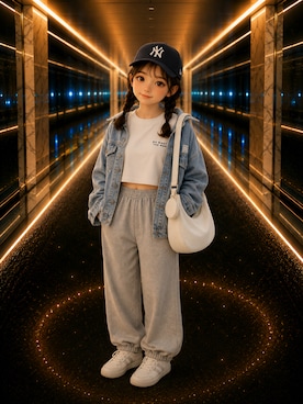 「sheinのアイテム（トートバッグ、ホワイト系）」を使った、Airiさん（レディース・154cm）の春コーディネート
