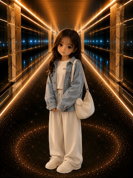 「sheinのアイテム（チノパンツ、ホワイト系）」を使った、Airiさん（レディース・154cm）の春コーディネート