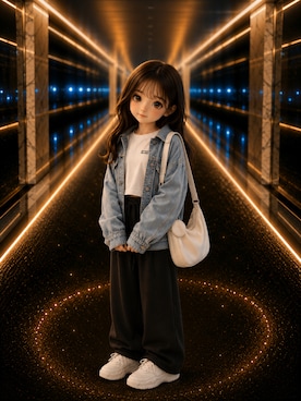 「sheinのアイテム（チノパンツ、ブラック系）」を使った、Airiさん（レディース・154cm）の春コーディネート