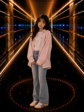 「gelのアイテム（シャツ/ブラウス、ピンク系）」を使った、Airiさん（レディース・154cm）の春コーディネート