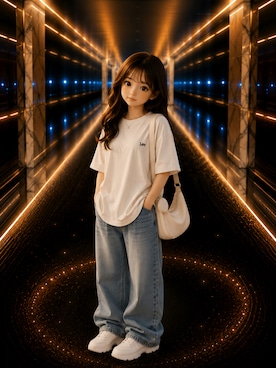 「Lee（リー）のアイテム（シャツ/ブラウス、ベージュ系）」を使った、Airiさん（レディース・154cm）の春コーディネート
