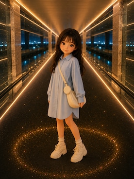 「Lace Ladies（レースレディース）の厚底ダッドスニーカー（スニーカー、ホワイト系）」を使った、Airiさん（レディース・154cm）の春コーディネート