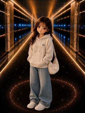「sheinのアイテム（パーカー、グレー系）」を使った、Airiさん（レディース・154cm）の春コーディネート