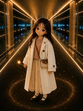 「gelのアイテム（ダウンジャケット/コート、ホワイト系）」を使った、Airiさん（レディース・154cm）の春コーディネート