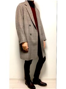 美品　ユナイテッドトウキョウ　ダブルブレストチェスターコート　グレンチェック　M UNITED TOKYO グレンチェック ダブルブレスト チェスターコート - メルカリ