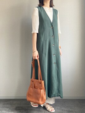 Zara ザラ のワンピース ドレス グリーン系 を使った人気ファッションコーディネート Wear