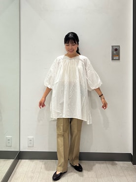 「アイテム（チュニック）」を使った、おーつさん（レディース・150cm）の夏コーディネート