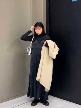 「運動会コーデ」｜「アイテム（ステンカラーコート）」を使った、おーつさん（レディース・152cm）の冬コーディネート