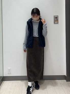 「GYMPHLEX（ジムフレックス）のGYMPHLEX　BOA HOODED VEST（その他アウター）」を使った、おーつさん（レディース・150cm）の秋コーディネート