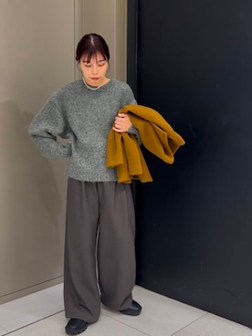 「運動会コーデ」｜「アイテム（ノーカラーコート）」を使った、おーつさん（レディース・152cm）の冬コーディネート