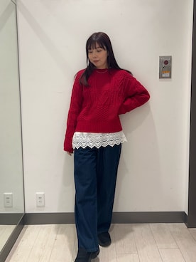 「アイテム（ローファー）」を使った、おーつさん（レディース・150cm）の冬コーディネート