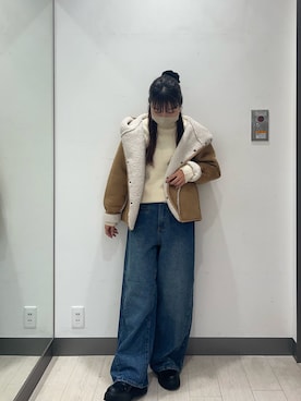 「アイテム（ムートンコート）」を使った、おーつさん（レディース・150cm）の秋コーディネート