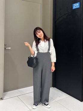 「アイテム（オールインワン・サロペット、グレー系）」を使った、おーつさん（レディース・152cm）の夏コーディネート