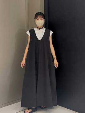 「アイテム（ジャンパースカート、ブラック系）」を使った、おーつさん（レディース・152cm）の夏コーディネート