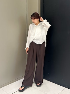 「URBAN RESEARCH（アーバンリサーチ）のリネン2WAYシャツ（シャツ/ブラウス、ホワイト系）」を使った、おーつさん（レディース・150cm）の春コーディネート