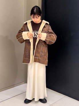 「SMELLY（スメリー）のアイテム（ピアス（両耳用））」を使った、おーつさん（レディース・152cm）の冬コーディネート