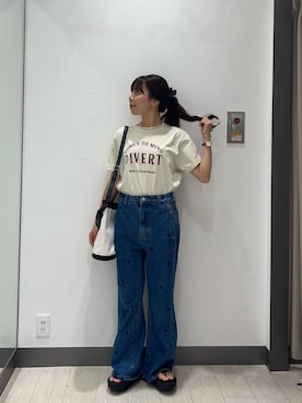 「アイテム（デニムパンツ）」を使った、おーつさん（レディース・150cm・20代）の夏コーディネート