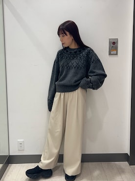 「アイテム（ローファー）」を使った、おーつさん（レディース・150cm）の冬コーディネート