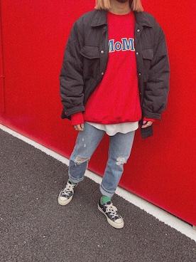 「H&M（エイチ・アンド・エム）のアイテム（ブルゾン）」を使った、halさん（レディース・158cm）の冬コーディネート