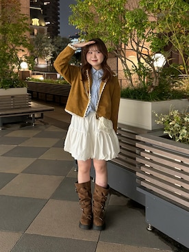 「アイテム（テーラードジャケット、イエロー系）」を使った、Rinnaさん（レディース・153cm）の秋コーディネート