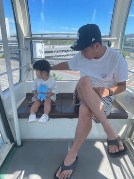「MIKI HOUSE（ミキハウス）のアイテム（サンダル）」を使った、Otera familyさん（メンズ・170cm）の夏コーディネート