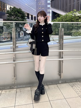 「GRL（グレイル）のアイテム（トップス、ブラック系）」を使った、りのりのさん（レディース・163cm）の夏コーディネート