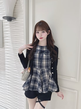 「GRL（グレイル）のアイテム（トップス、ブルー系）」を使った、りのりのさん（レディース・163cm）の夏コーディネート