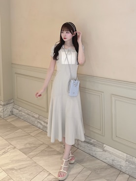 「Hemellのアイテム（ワンピース/ドレス、グレー系）」を使った、りのりのさん（レディース・163cm）の夏コーディネート
