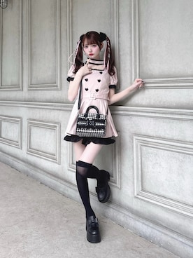 「piumのアイテム（ワンピース/ドレス、ピンク系）」を使った、りのりのさん（レディース・163cm）の夏コーディネート