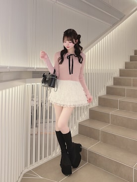 「GRL（グレイル）のアイテム（トップス、ピンク系）」を使った、りのりのさん（レディース・163cm）の秋コーディネート