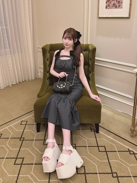 「ミシェルマカロンのアイテム（ワンピース/ドレス、ブルー系）」を使った、りのりのさん（レディース・163cm）の秋コーディネート