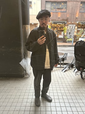 「アイテム（帽子）」を使った、macoさん（メンズ・179cm）の冬コーディネート