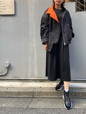 「スニーカーブーツ」｜「アイテム（ブルゾン）」を使った、YUKI IKEGAMIさん（レディース・165cm）の秋コーディネート